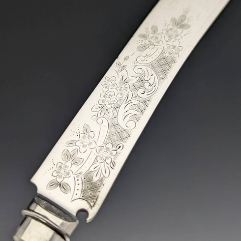 Late Victorian British antique silver plate dessert cutlery 12 pair set in wooden box